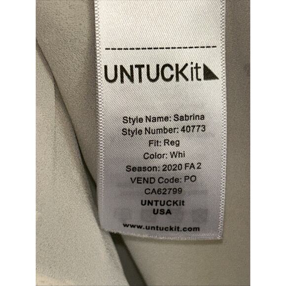 Untuckit Shirt Top Womens 6 Ivory Gold Fleck Sabrina Blouse Pleated Career Lux - Picture 7 of 15